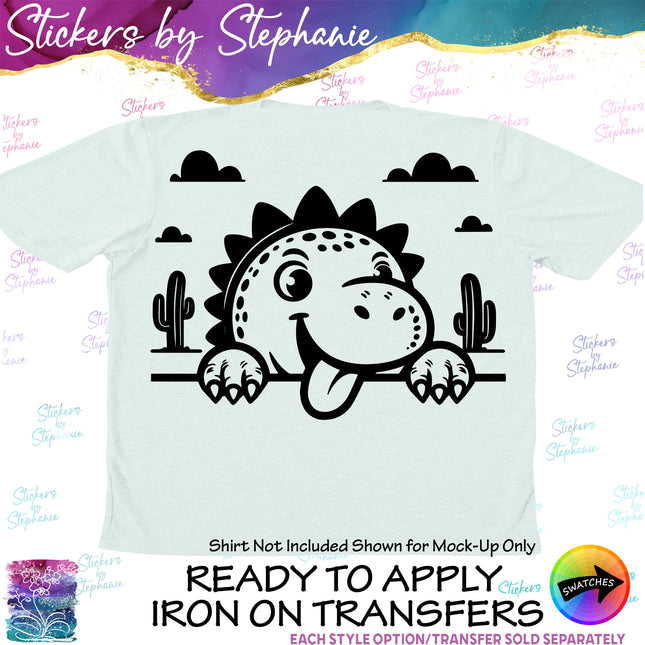 (s01A-192) Dinosaur Peeking Iron-On Transfer