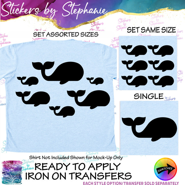 (s01A-193) Whale Silhouette Iron-On Transfer
