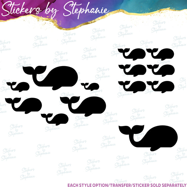 (s01A-193) Whale Silhouette Iron-On Transfer