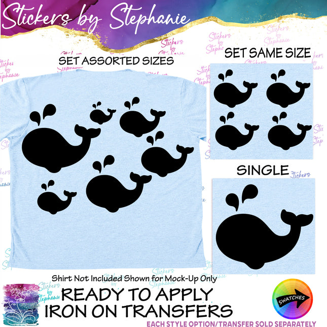 (s01A-194) Whale Silhouette Iron-On Transfer