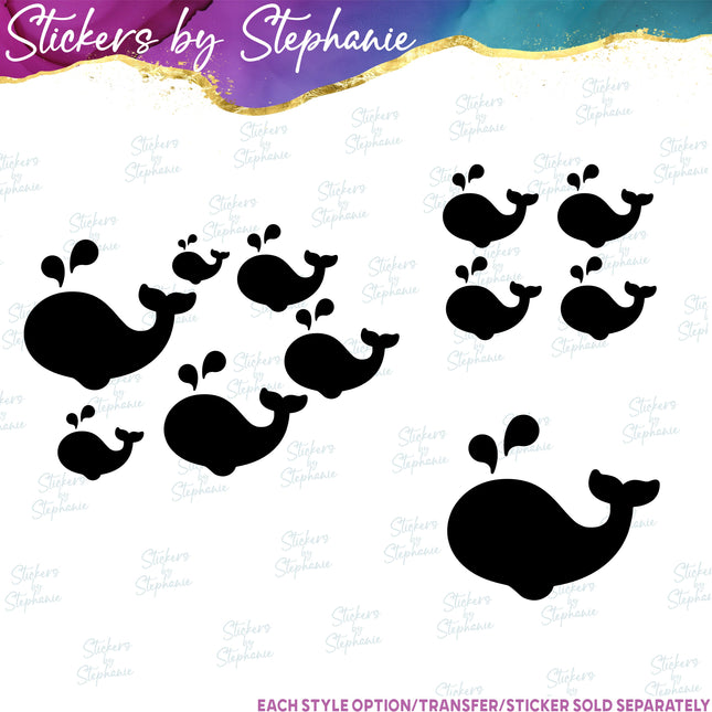 (s01A-194) Whale Silhouette Iron-On Transfer