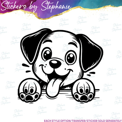 (s01A-196) Puppy Dog Peeking Iron-On Transfer or Sticker