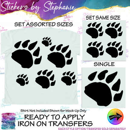 (s01A-199) Bear Paw Print Iron-On Transfer