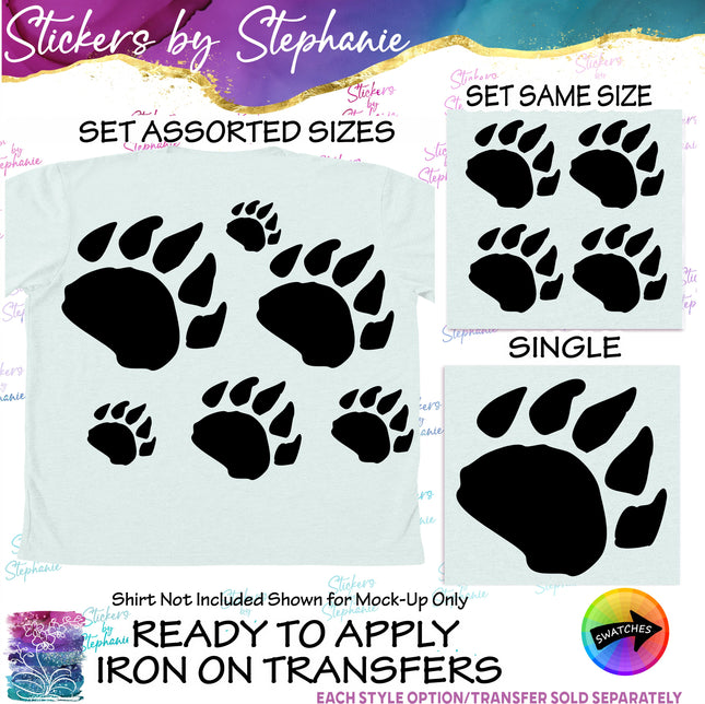 (s01A-199) Bear Paw Print Iron-On Transfer