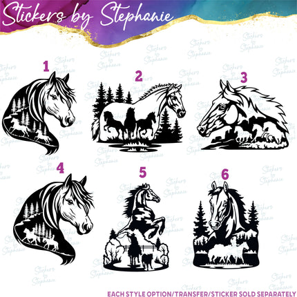 (s01A-002) Horse Double Exposure Iron-On Transfer or Sticker