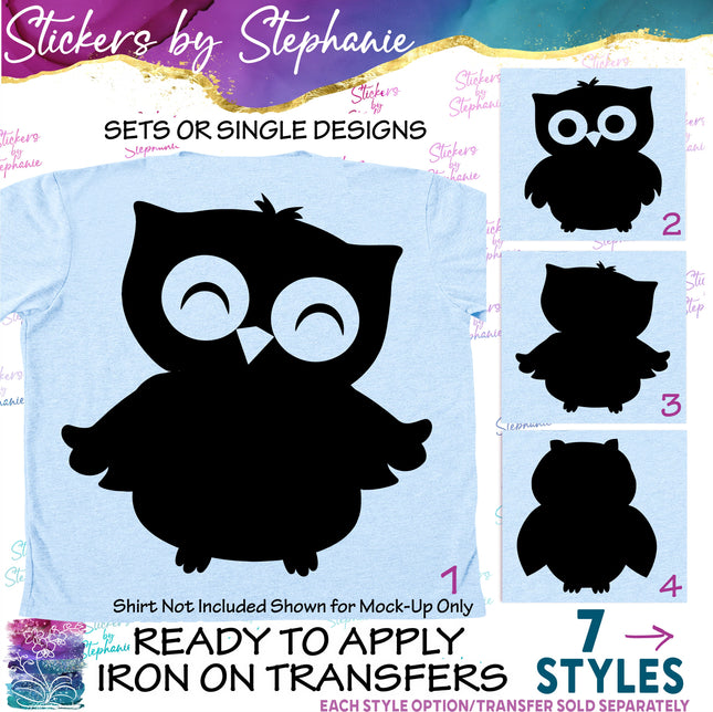 (s01A-020) Owl Silhouette Iron-On Transfer
