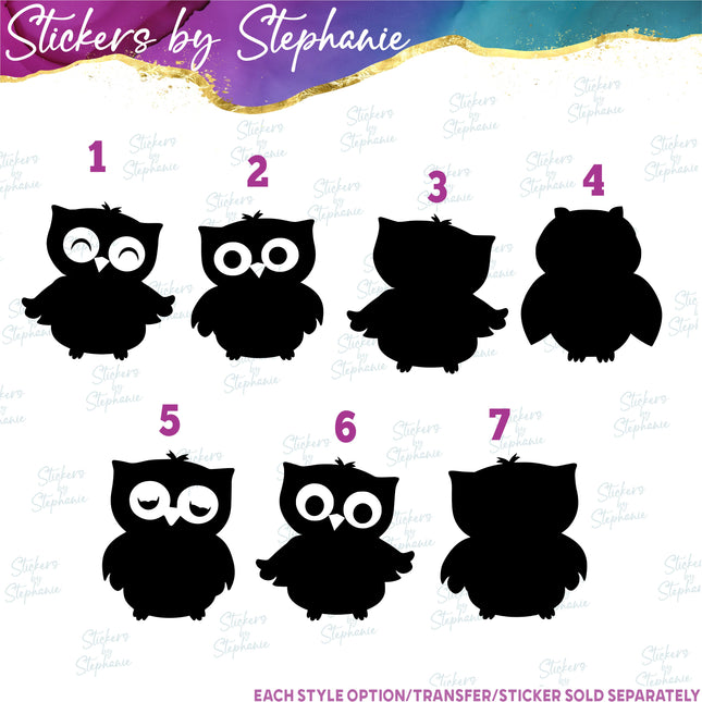 (s01A-020) Owl Silhouette Iron-On Transfer
