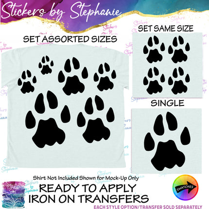 (s01A-200) Panther Paw Print Iron-On Transfer