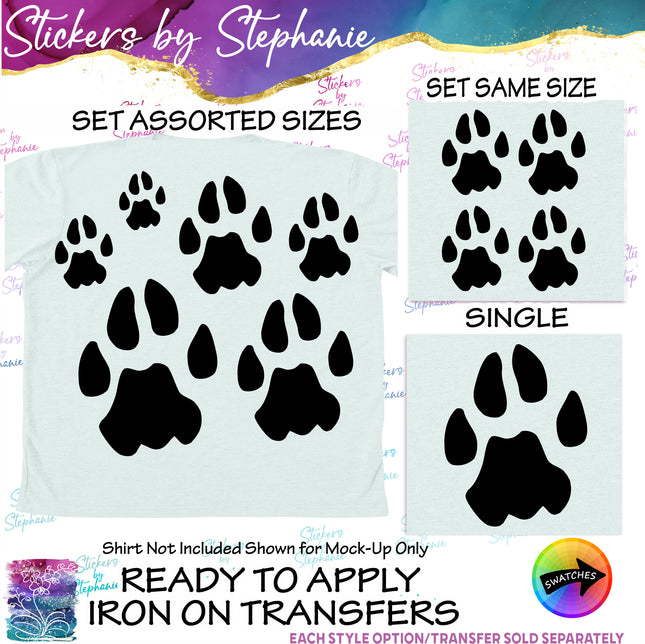 (s01A-200) Panther Paw Print Iron-On Transfer