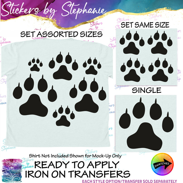 (s01A-202) Dog Paw Pring Iron-On Transfer
