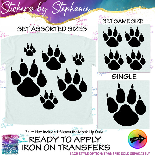 (s01A-203) Wolf Paw Print Iron-On Transfer