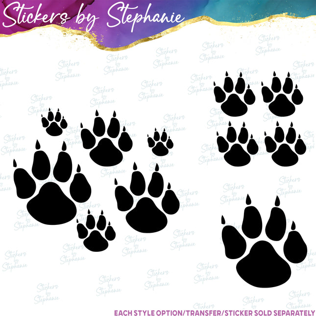 (s01A-203) Wolf Paw Print Iron-On Transfer