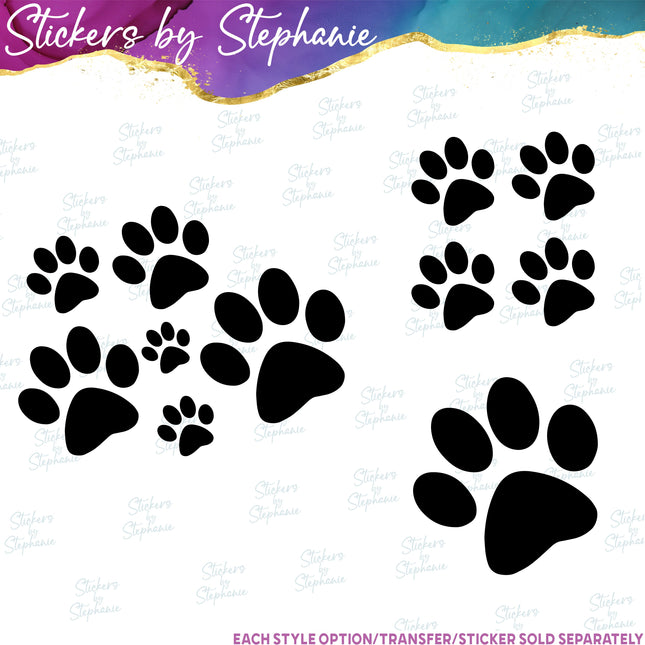 (s01A-204) Dog, Cat Paw Print Iron-On Transfer