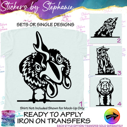 (s01A-021) Chicken Peeking Iron-On Transfer or Sticker