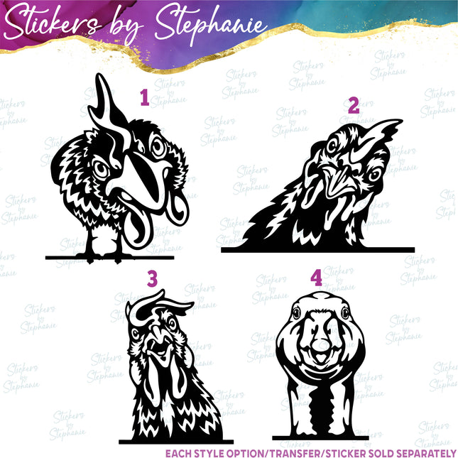 (s01A-021) Chicken Peeking Iron-On Transfer