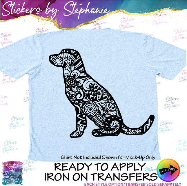 (s01A-210) Labrador Dog Zentangle Iron-On Transfer