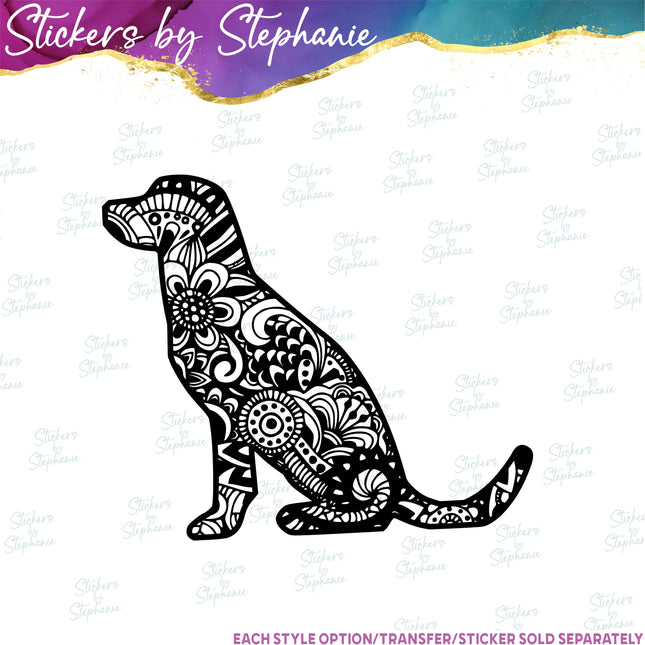 (s01A-210) Labrador Dog Zentangle Iron-On Transfer