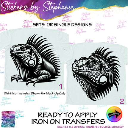 (s01A-213) Iguana Head Iron-On Transfer or Sticker