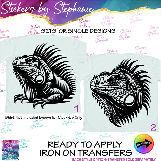 (s01A-213) Iguana Head Iron-On Transfer