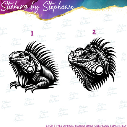 (s01A-213) Iguana Head Iron-On Transfer or Sticker