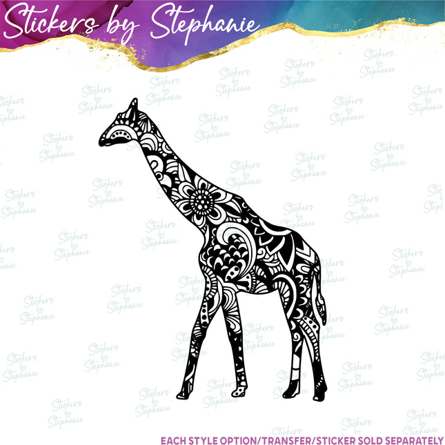 (s01A-214) Giraffe Zentangle Iron-On Transfer
