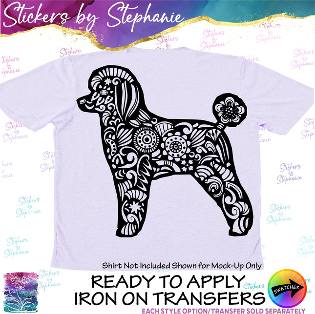 (s01A-216) Poodle Dog Zentangle Iron-On Transfer