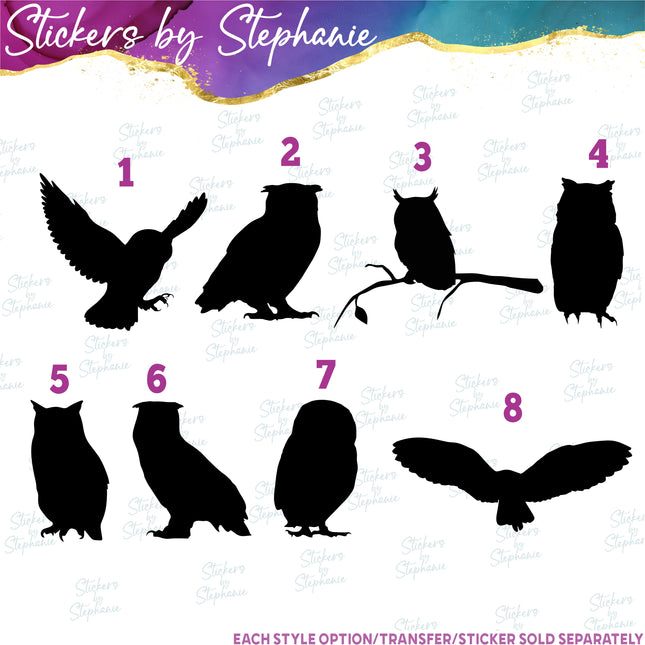 (s01A-022) Owl Silhouette Iron-On Transfer