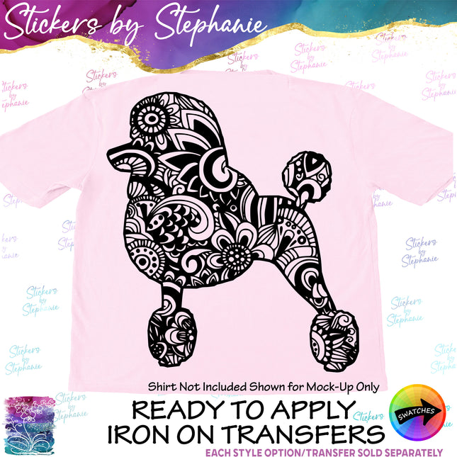 (s01A-222) Poodle Dog Zentangle Iron-On Transfer