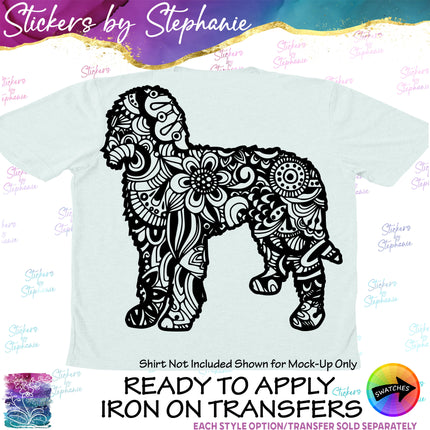 (s01A-223) Labradoodle Dog Zentangle Iron-On Transfer or Sticker