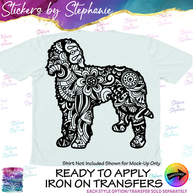 (s01A-223) Labradoodle Dog Zentangle Iron-On Transfer