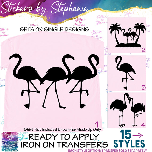 (s01A-023) Flamingo Silhouette Iron-On Transfer