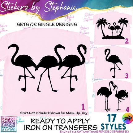(s01A-023) Flamingo Silhouette Iron-On Transfer