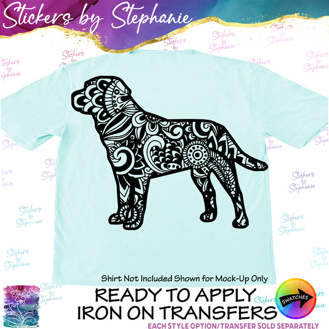 (s01A-232) Labrador Dog Zentangle Iron-On Transfer