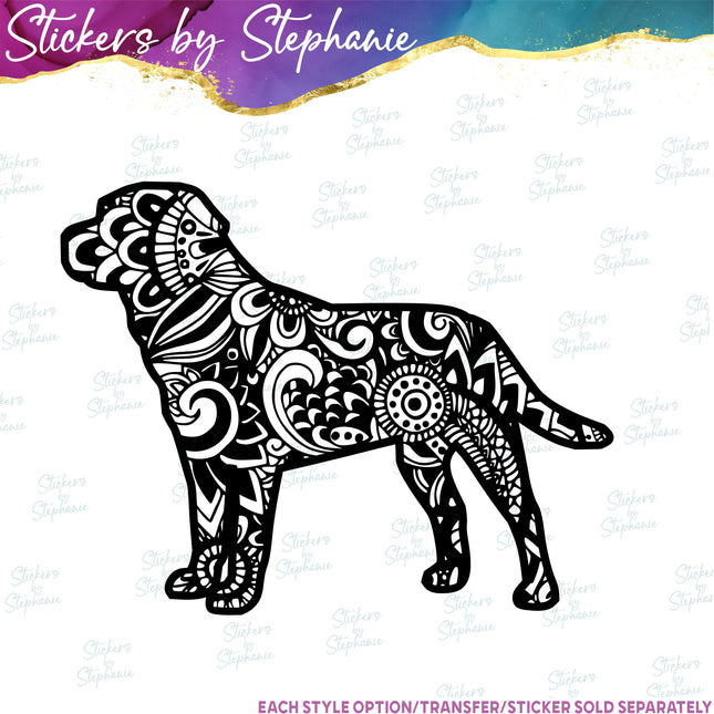 (s01A-232) Labrador Dog Zentangle Iron-On Transfer