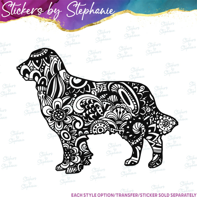 (s01A-233) Golden Retriever Dog Zentangle Iron-On Transfer
