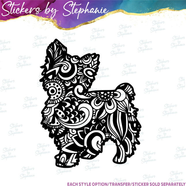 (s01A-235) Yorkie Dog  Zentangle Iron-On Transfer