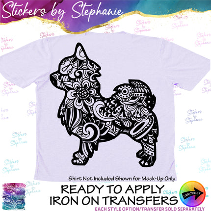 (s01A-236) Chihuahua Dog Zentangle  Iron-On Transfer or Sticker