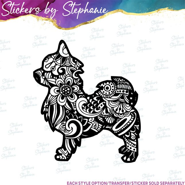 (s01A-236) Chihuahua Dog Zentangle  Iron-On Transfer