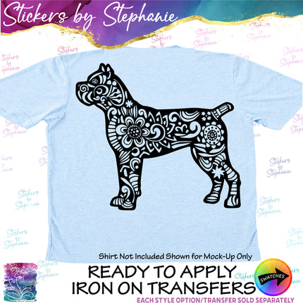 (s01A-238) Mastiff Cane Corso Dog Zentangle Iron-On Transfer or Sticker