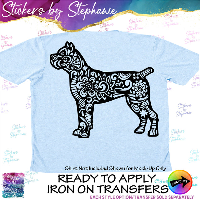 (s01A-238) Mastiff Cane Corso Dog Zentangle Iron-On Transfer