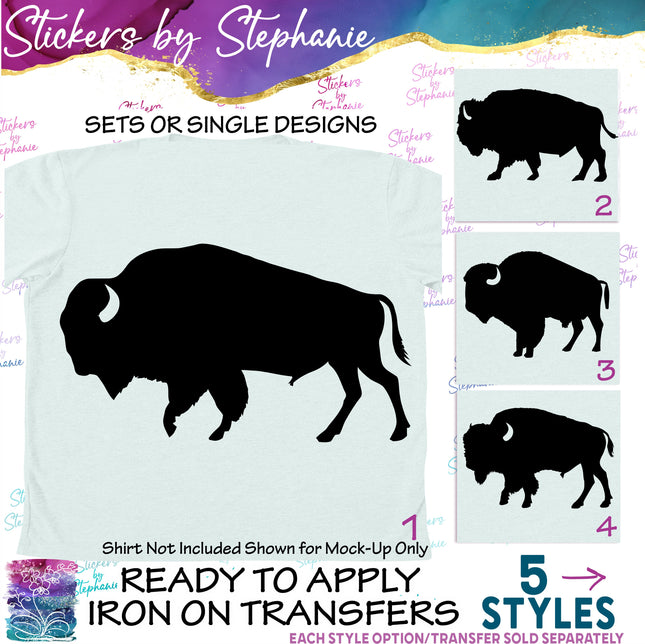 (s01A-024) Bison, Buffalo Iron-On Transfer