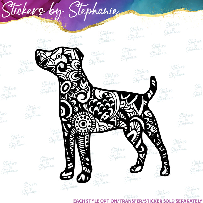 (s01A-241) Jack Russell Terrier Dog Zentangle Iron-On Transfer