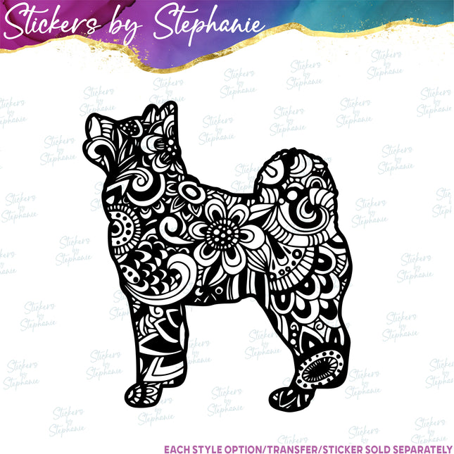 (s01A-244) Husky Dog Zentangle Iron-On Transfer