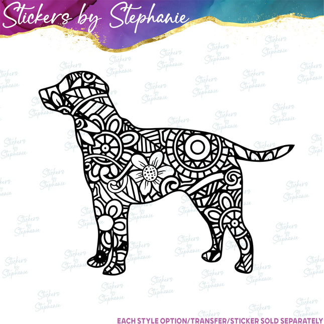 (s01A-246) Labrador Dog Zentangle  Iron-On Transfer