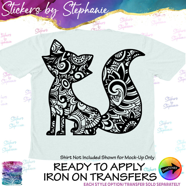 (s01A-248) Fox Zentangle Iron-On Transfer