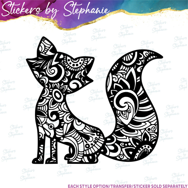 (s01A-248) Fox Zentangle Iron-On Transfer