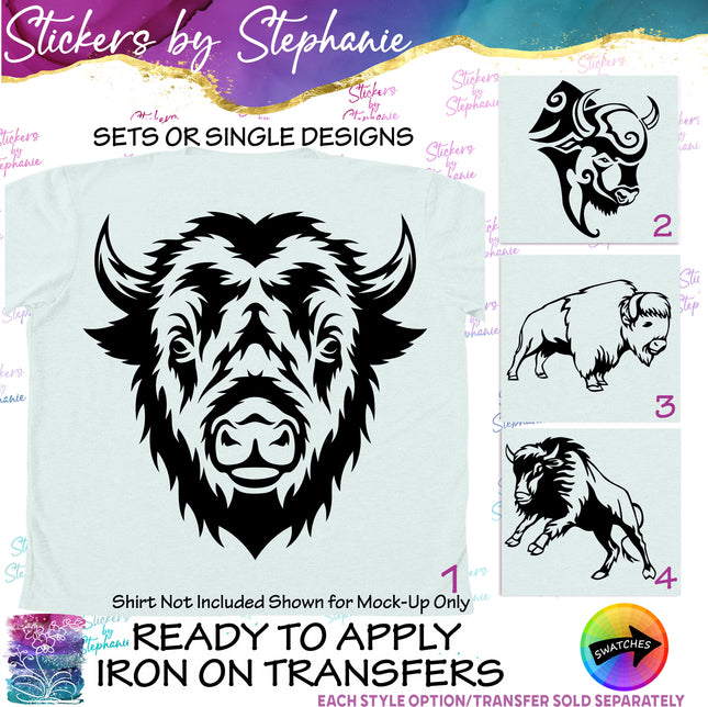 (s01A-025) Bison, Buffalo Iron-On Transfer