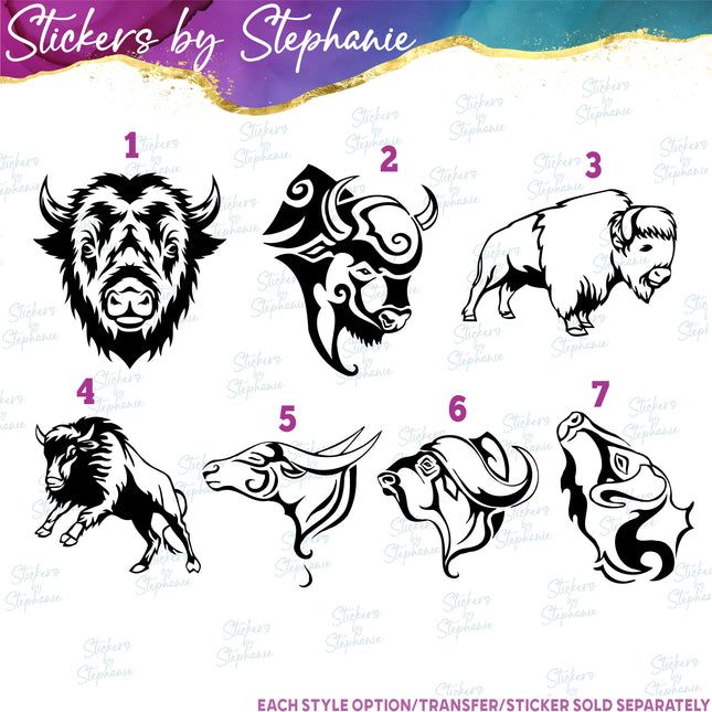 (s01A-025) Bison, Buffalo Iron-On Transfer