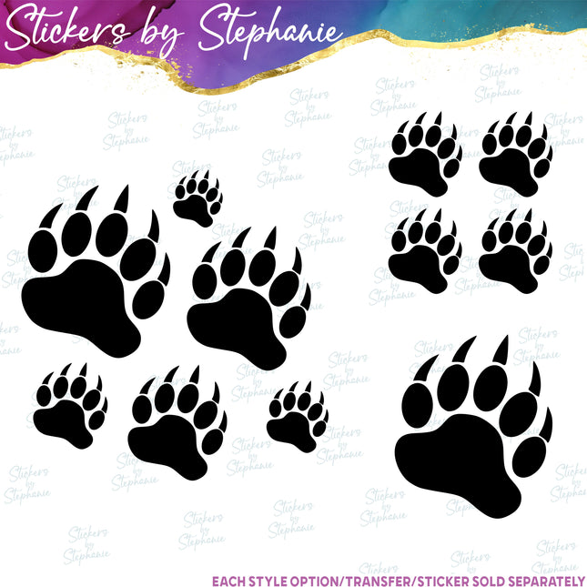 (s01A-250) Bear Paw Print Iron-On Transfer