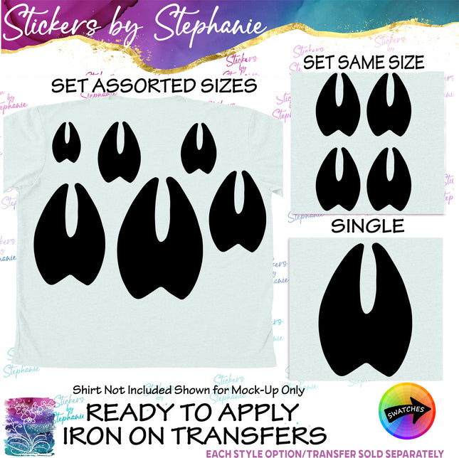 (s01A-251) Deer Print Tracks Iron-On Transfer